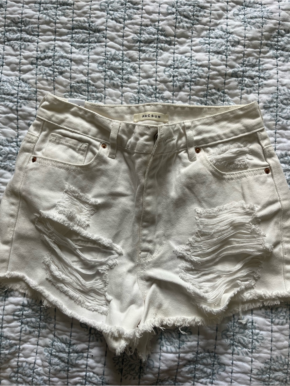 PacSun White Distressed Denim Cutoff Shorts